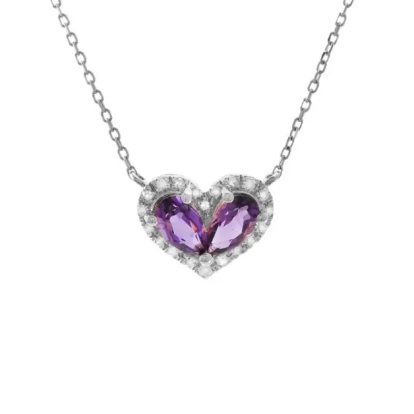 Clearance Kelley Collection Amethyst & Diamond Heart Pendant