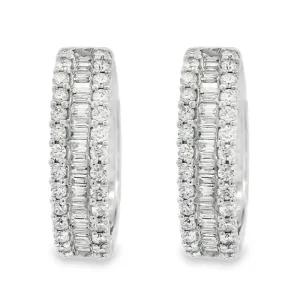 Hot Kelley Collection Baguette & Round Diamond Hoops