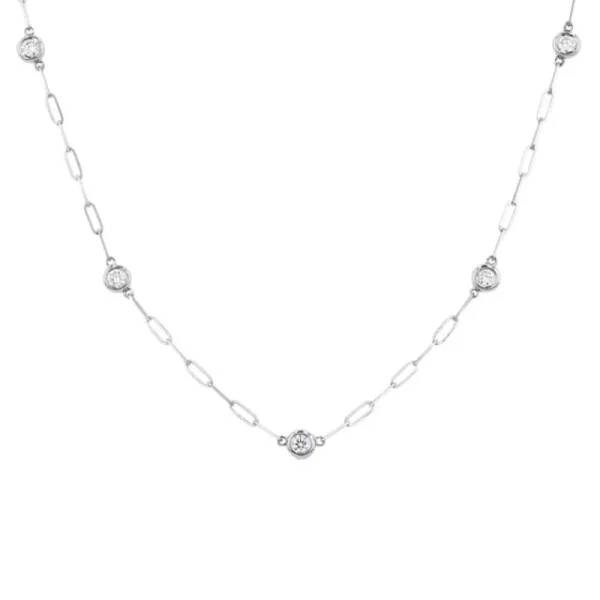Clearance Kelley Collection Bezel Set Diamond Paper Clip Station Necklace