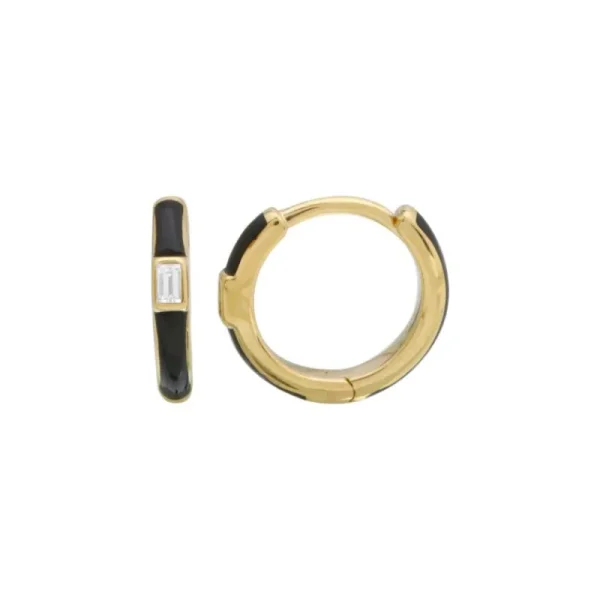 Online Kelley Collection Black Enamel Diamond Earrings