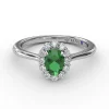 Sale Fana Blooming Halo Emerald and Diamond Ring