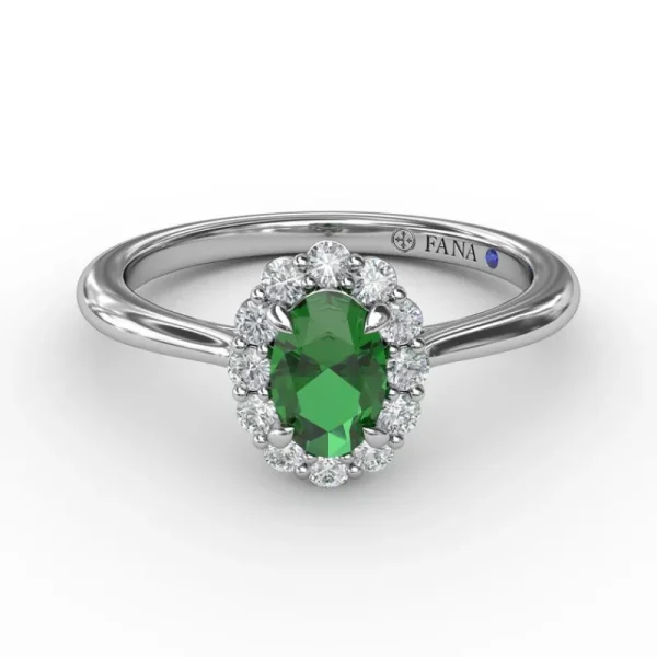 Sale Fana Blooming Halo Emerald and Diamond Ring