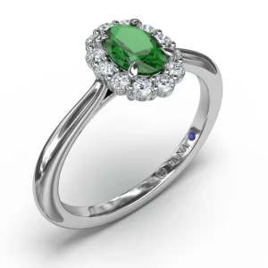 Sale Fana Blooming Halo Emerald and Diamond Ring
