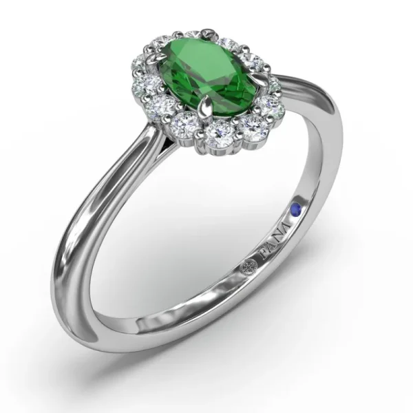 Sale Fana Blooming Halo Emerald and Diamond Ring