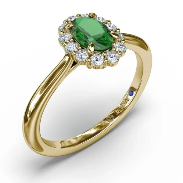 Sale Fana Blooming Halo Emerald and Diamond Ring