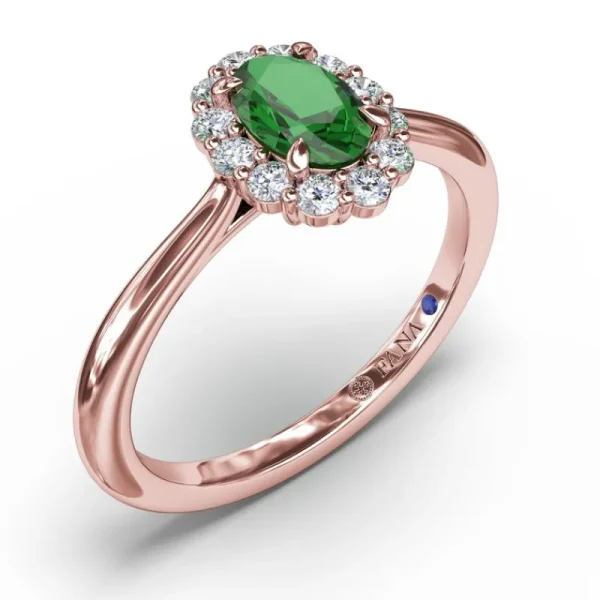 Sale Fana Blooming Halo Emerald and Diamond Ring