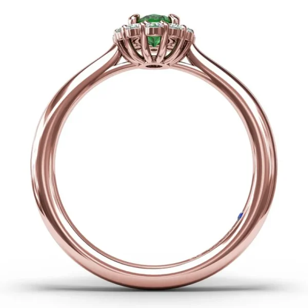 Sale Fana Blooming Halo Emerald and Diamond Ring