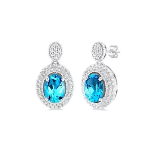 Hot Kelley Collection Blue Topaz & Diamond Earrings