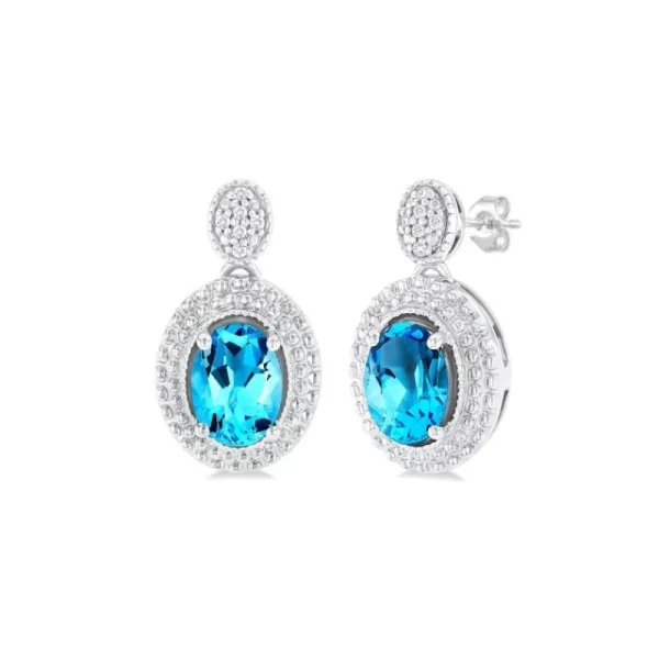 Hot Kelley Collection Blue Topaz & Diamond Earrings
