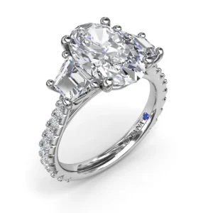 Online Fana Bold Three Stone Oval Diamond Engagement Ring