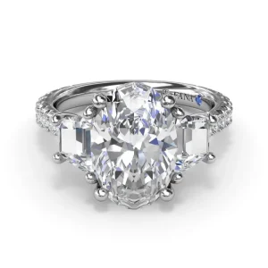 Online Fana Bold Three Stone Oval Diamond Engagement Ring