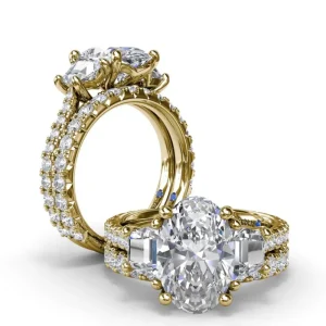 Online Fana Bold Three Stone Oval Diamond Engagement Ring