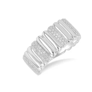 Fashion Kelley Collection Bold Wide Ribbed Diamond Band