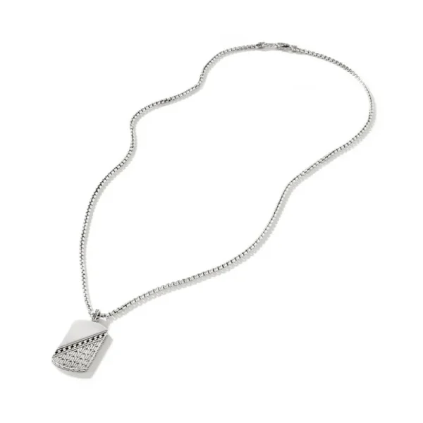 Hot John Hardy Carved Chain Dog Tag Pendant Necklace