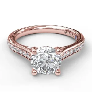Hot Fana Cathedral Single Row Pave Engagement Ring