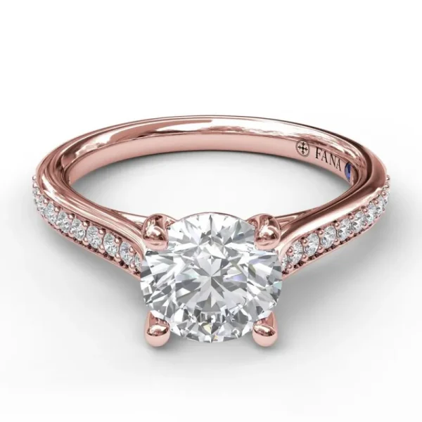 Hot Fana Cathedral Single Row Pave Engagement Ring