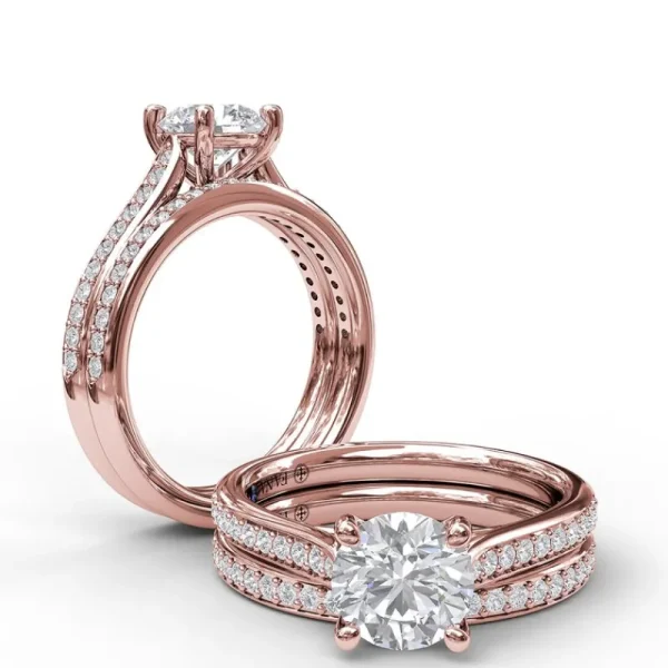 Hot Fana Cathedral Single Row Pave Engagement Ring