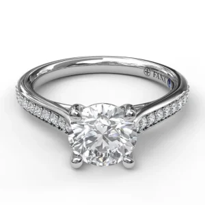 Hot Fana Cathedral Single Row Pave Engagement Ring