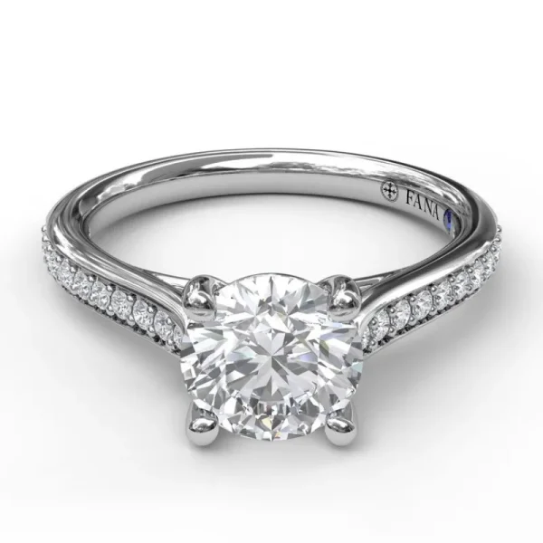 Hot Fana Cathedral Single Row Pave Engagement Ring