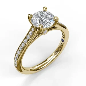 Hot Fana Cathedral Single Row Pave Engagement Ring