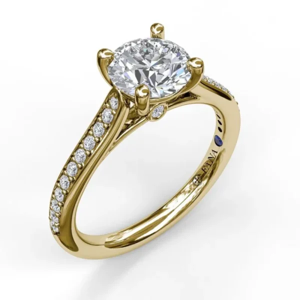 Hot Fana Cathedral Single Row Pave Engagement Ring