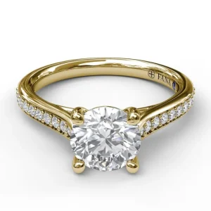 Hot Fana Cathedral Single Row Pave Engagement Ring