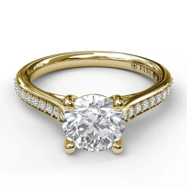 Hot Fana Cathedral Single Row Pave Engagement Ring