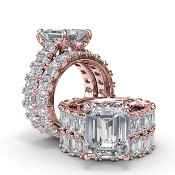 Fashion Fana Chunky Emerald Diamond Engagement Ring