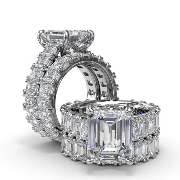 Fashion Fana Chunky Emerald Diamond Engagement Ring
