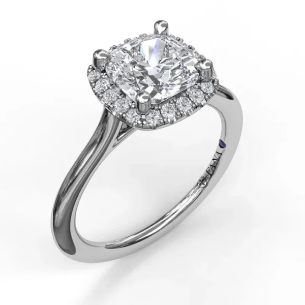 Clearance Fana Classic Cushion Halo Engagement Ring
