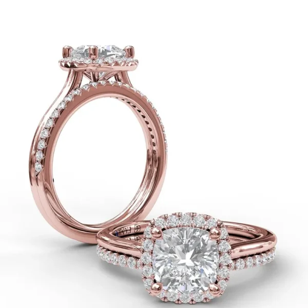 Clearance Fana Classic Cushion Halo Engagement Ring