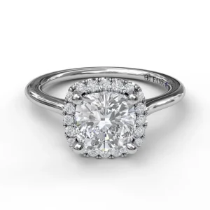 Clearance Fana Classic Cushion Halo Engagement Ring