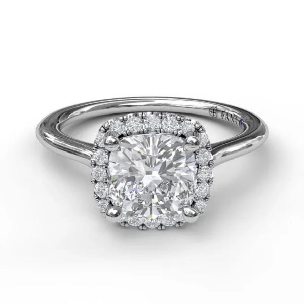Clearance Fana Classic Cushion Halo Engagement Ring