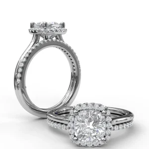 Clearance Fana Classic Cushion Halo Engagement Ring