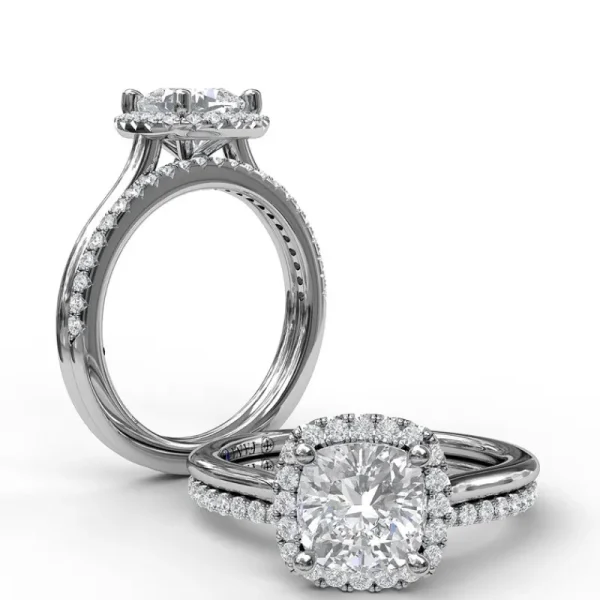 Clearance Fana Classic Cushion Halo Engagement Ring