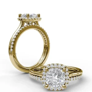 Clearance Fana Classic Cushion Halo Engagement Ring