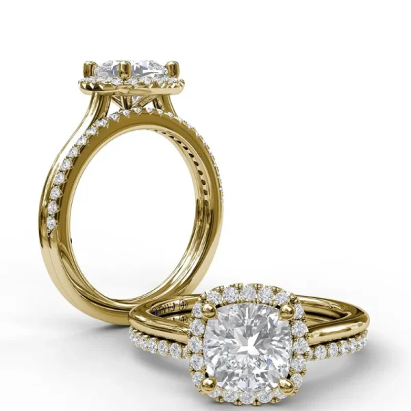 Clearance Fana Classic Cushion Halo Engagement Ring