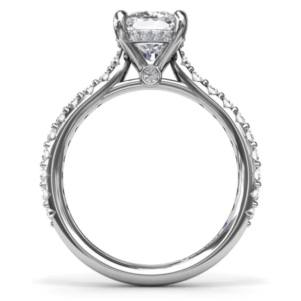 New Fana Classic Cushion Solitaire Engagement Ring With Hidden Pav√© Halo