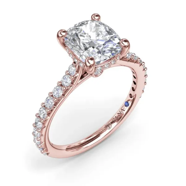 New Fana Classic Cushion Solitaire Engagement Ring With Hidden Pav√© Halo