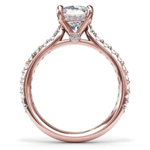 New Fana Classic Cushion Solitaire Engagement Ring With Hidden Pav√© Halo