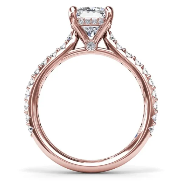 New Fana Classic Cushion Solitaire Engagement Ring With Hidden Pav√© Halo