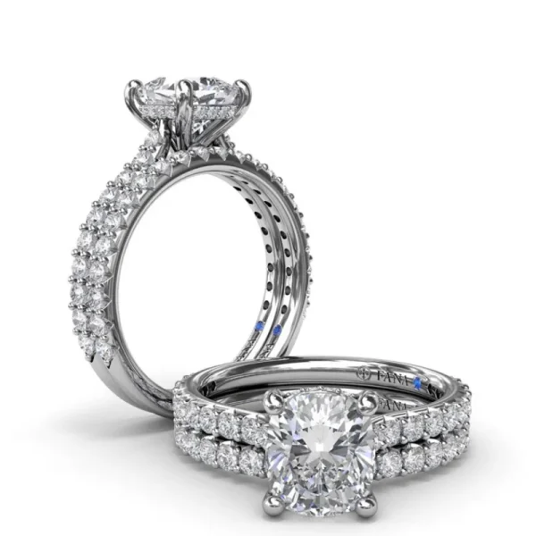 New Fana Classic Cushion Solitaire Engagement Ring With Hidden Pav√© Halo