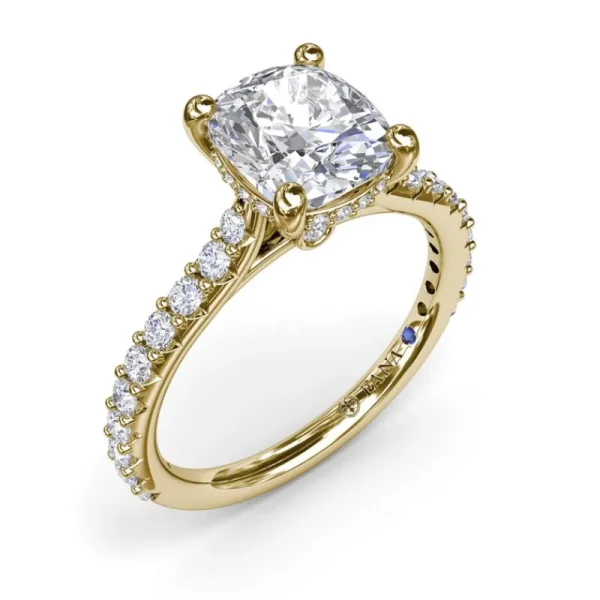 New Fana Classic Cushion Solitaire Engagement Ring With Hidden Pav√© Halo