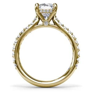 New Fana Classic Cushion Solitaire Engagement Ring With Hidden Pav√© Halo