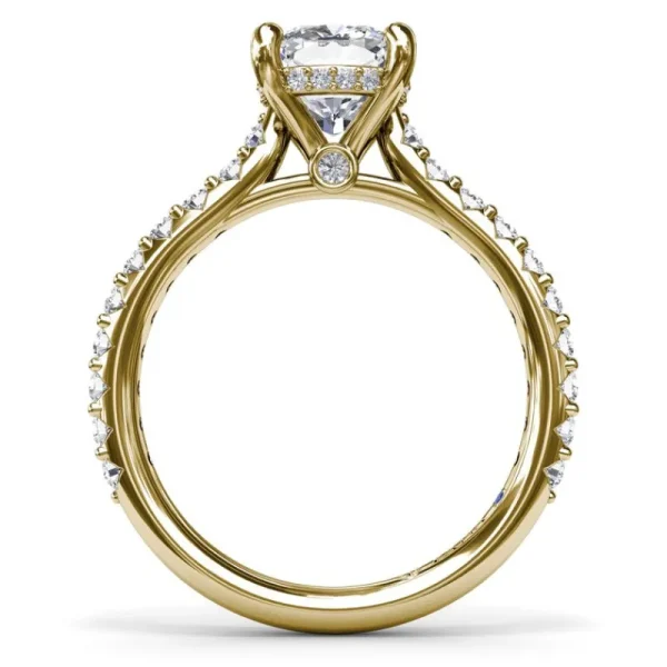 New Fana Classic Cushion Solitaire Engagement Ring With Hidden Pav√© Halo