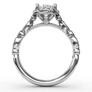 Outlet Fana Classic Diamond Engagement Ring with Detailed Milgrain Band