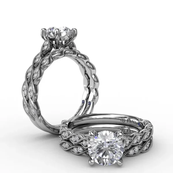 New Fana Classic Diamond Solitaire Engagement Ring With Diamond Twist Band