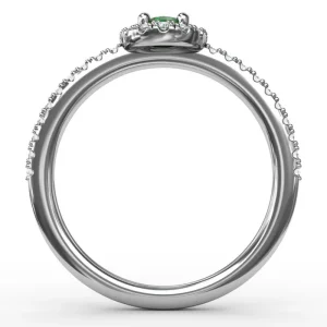 Online Fana Classic Halo Emerald and Diamond Ring