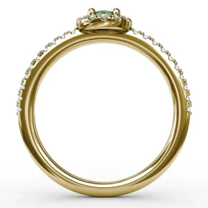 Online Fana Classic Halo Emerald and Diamond Ring