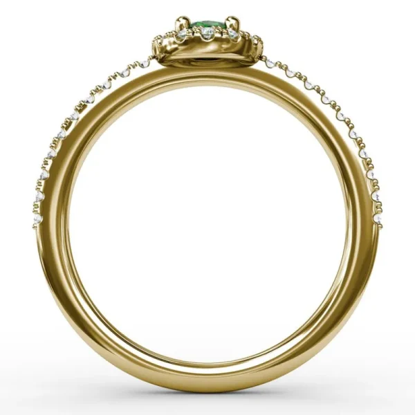 Online Fana Classic Halo Emerald and Diamond Ring